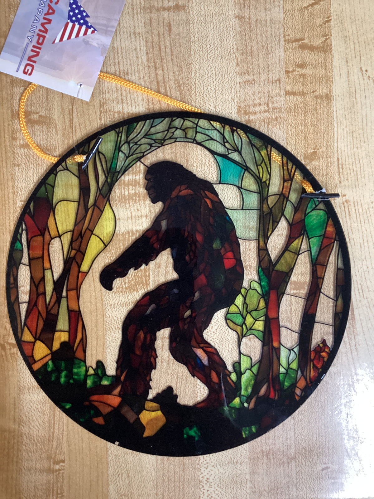 Camper Scene Faux Stained Glass Metal Sign