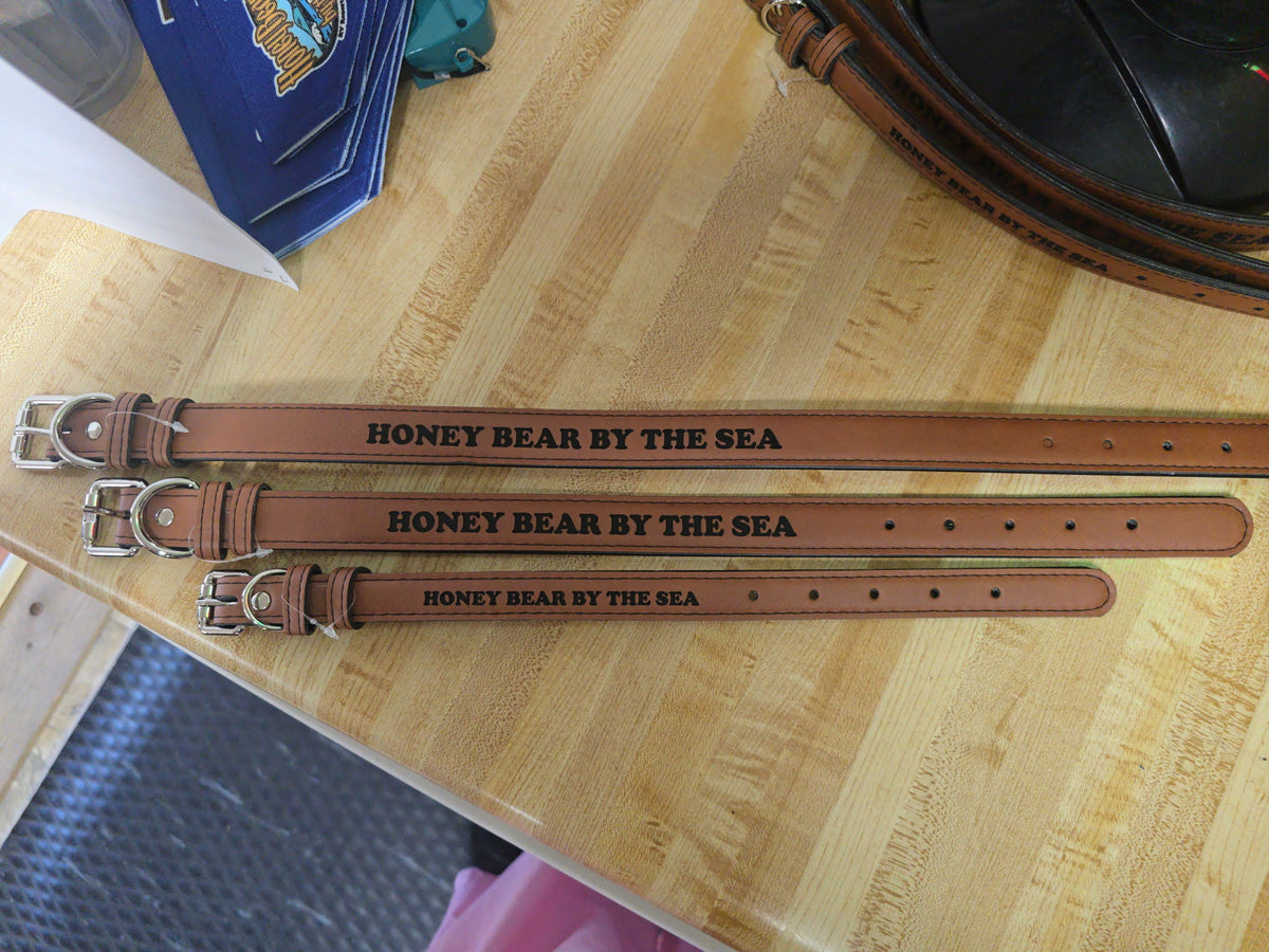 Honey Bear Leather Dog Collar