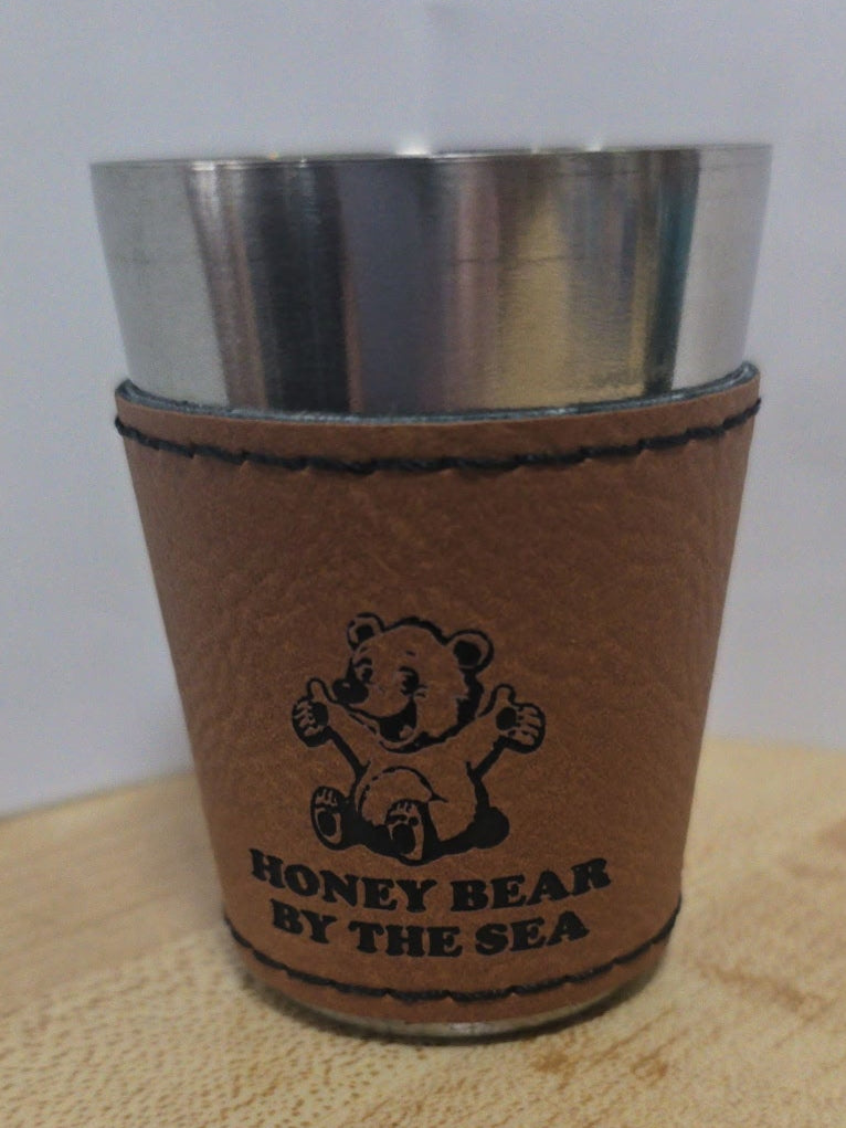 Honey Bear Logo Leatherette Shot Glass