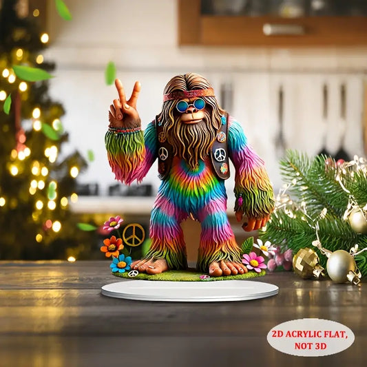 Hippie Sasquatch Figurine / Peace Bigfoot