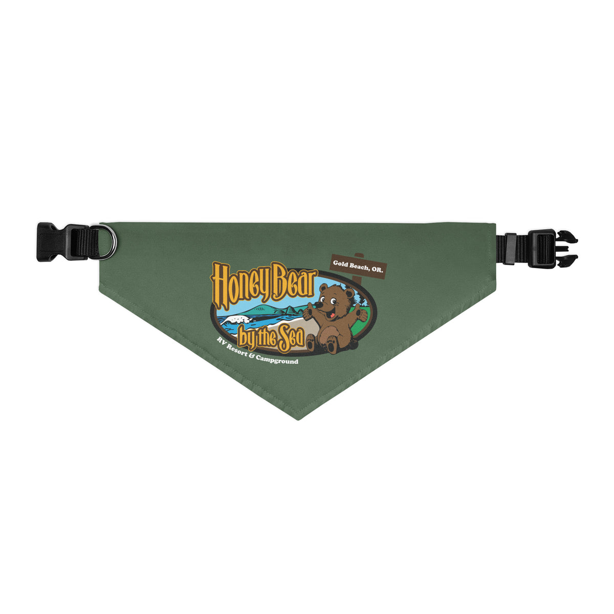 Honey Bear By the Sea Logo Pet Bandana w/ Collar