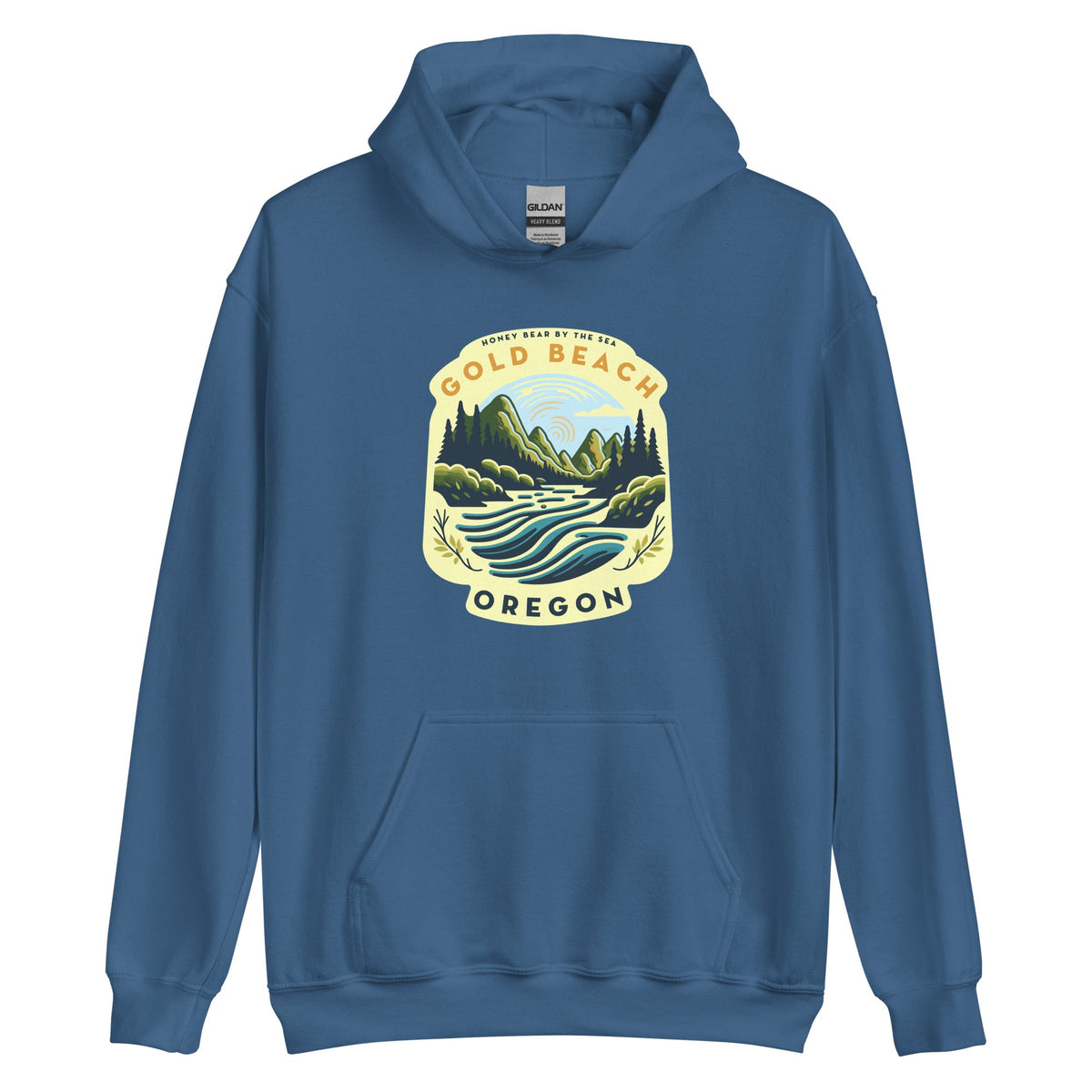 Honey Bear By the Sea Gold Beach, OR River Scene Badge Unisex Hoodie