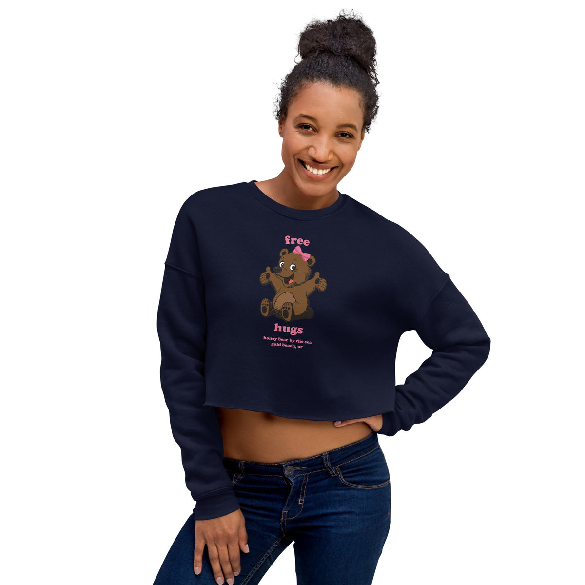 CLEARANCE Free Hugs Honey Bear By the Sea Gold Beach, OR Crop Sweatshirt